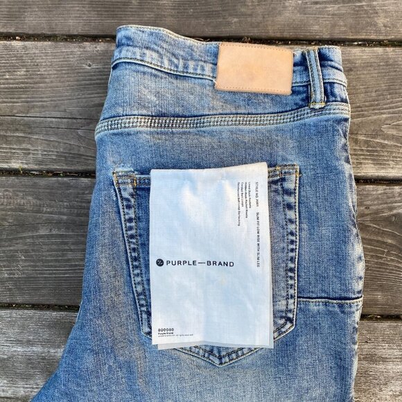 Purple Brand Designer Jeans Size 34 Style P001 Slim Fit Low Rise Slim Leg - Picture 2 of 9